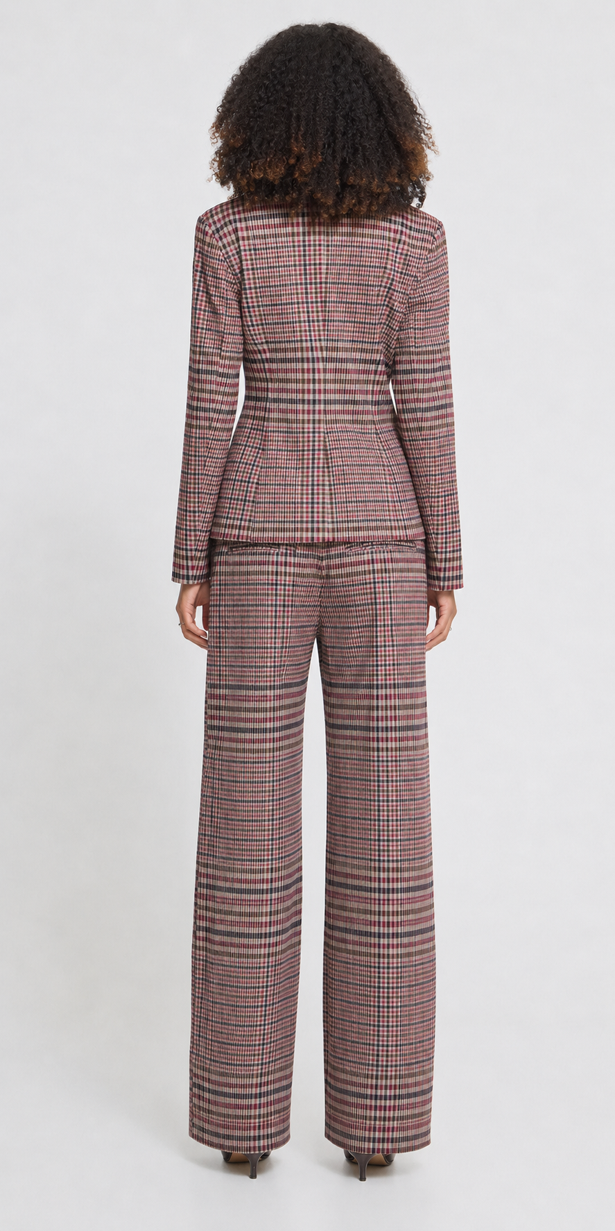 Ichi Plaid Ponte Blazer