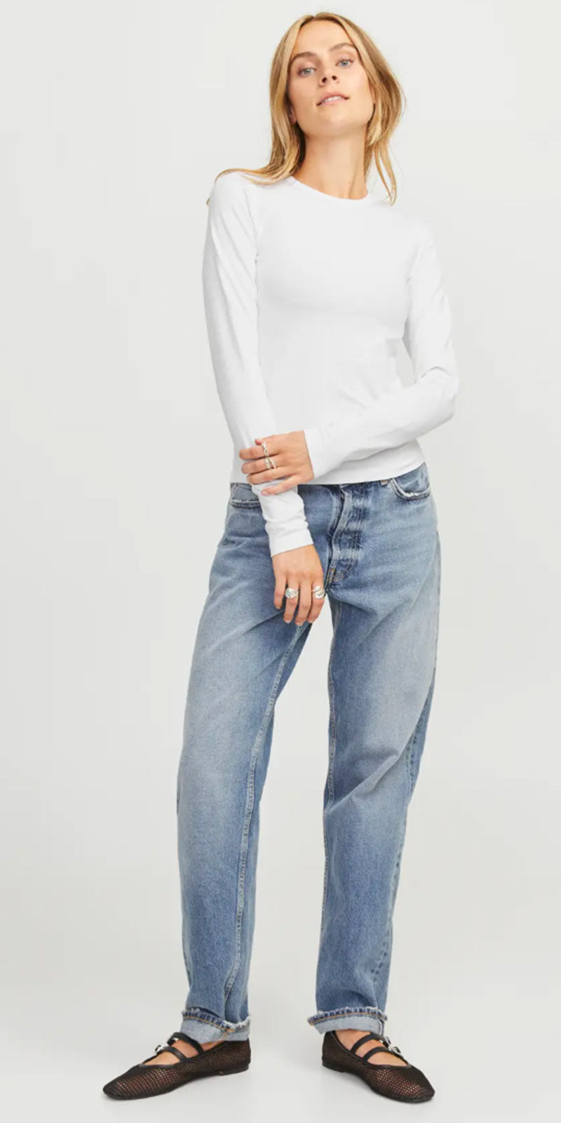 JJXX Long Sleeved Tee, bright white