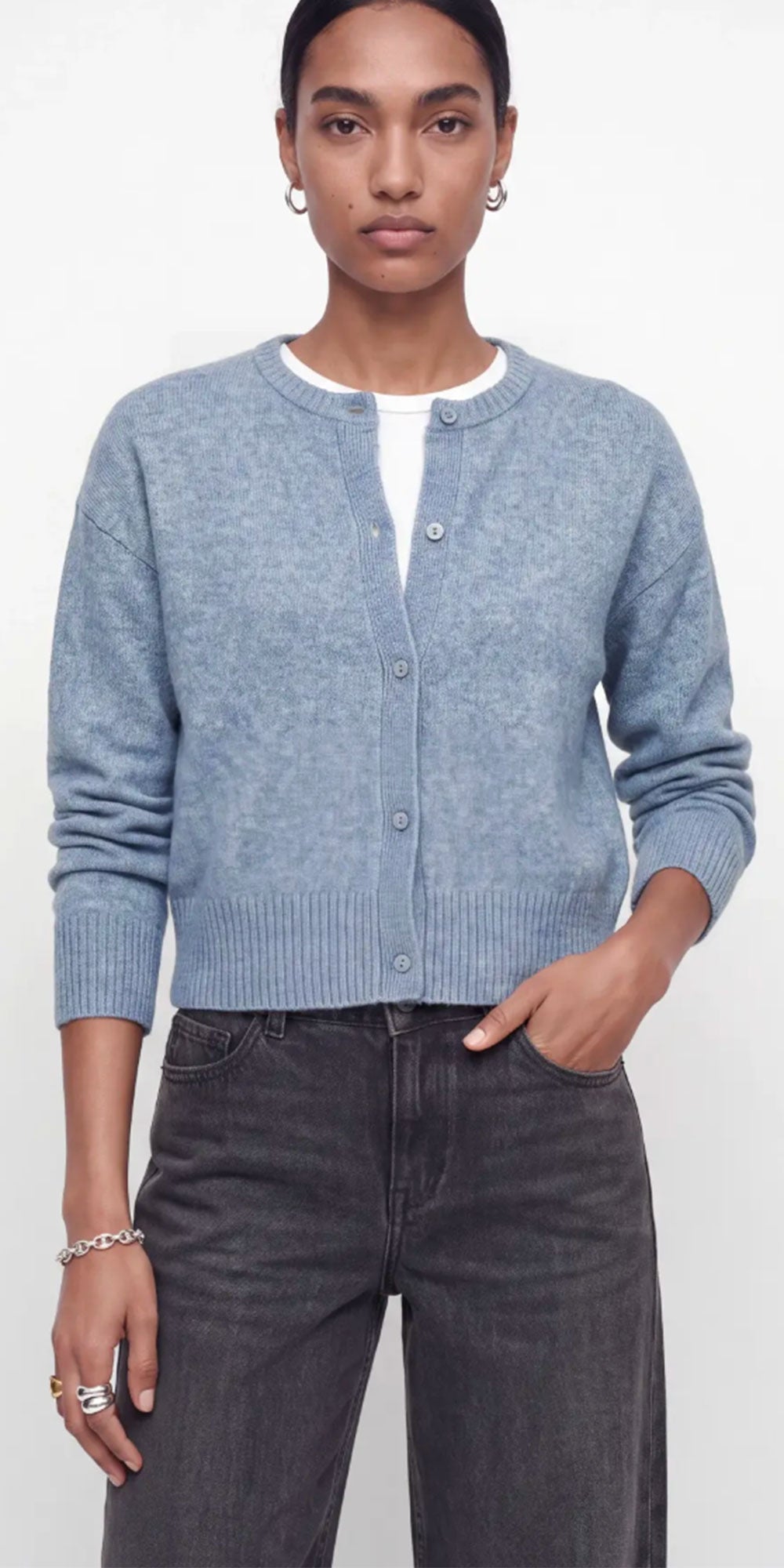 JJXX Waist Length Cardy, blue melange