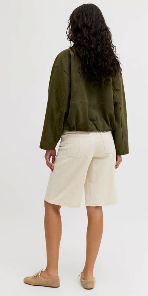 JJXX Textural Stripe Bermuda Shorts, ecru denim