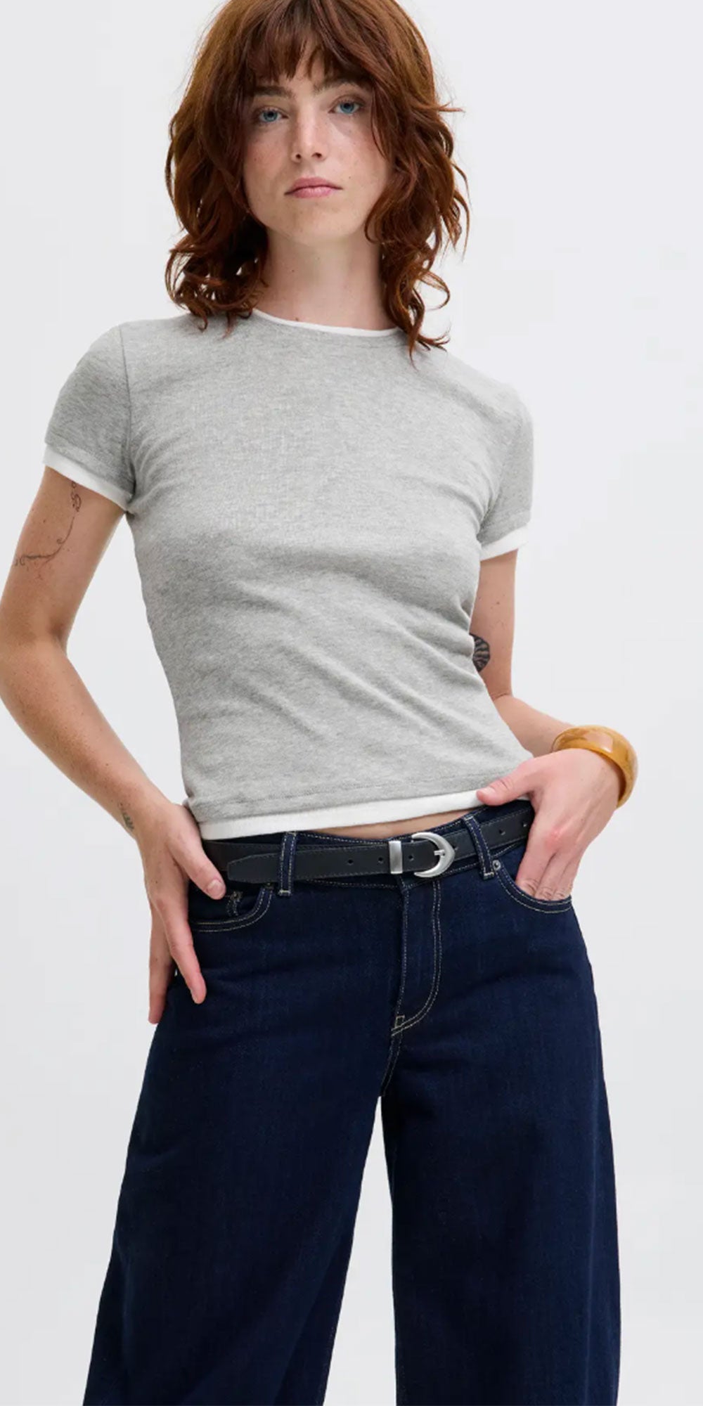 JJXX Layered Look Tee, grey