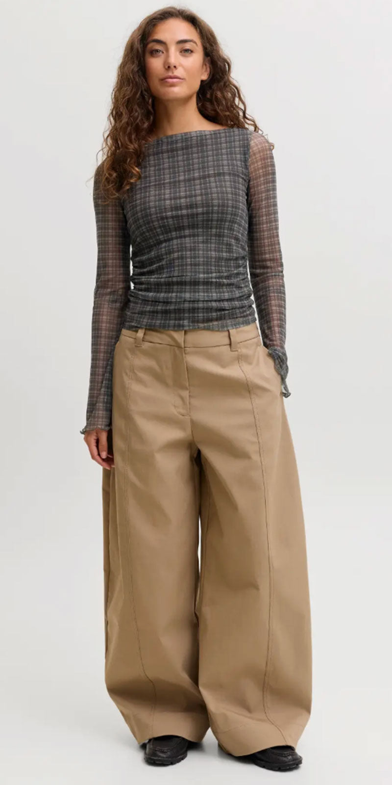 JJXX Plaid Mesh Top