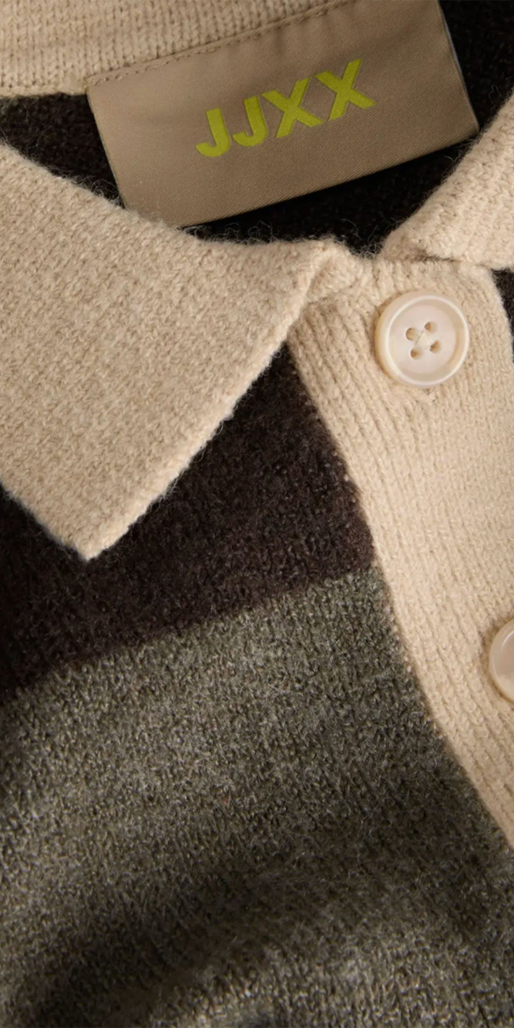 JJXX Rugby Polo Sweater, brown/khaki stripe