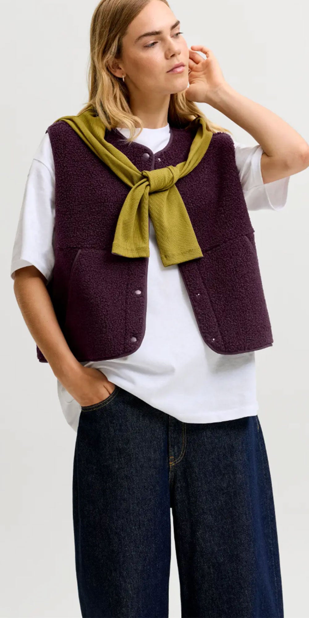 JJXX Teddy Vest, wine
