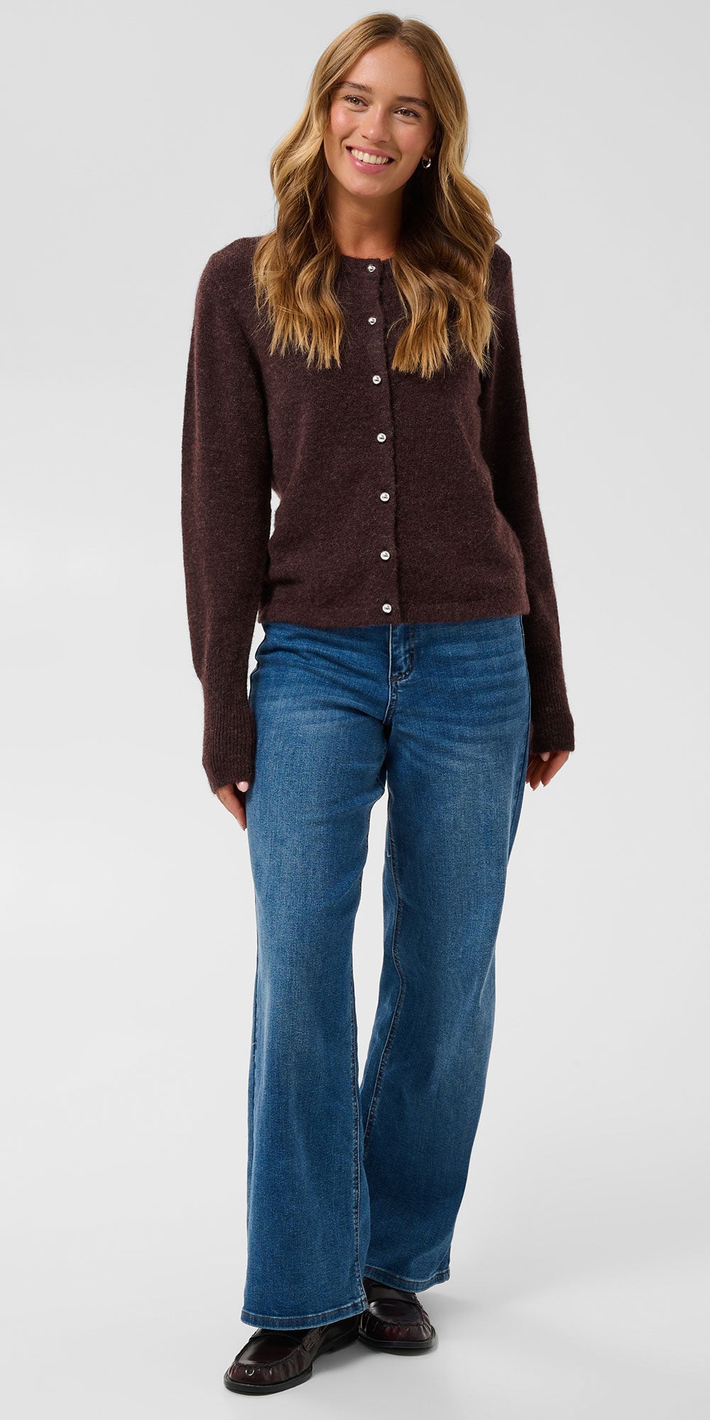 Kaffe Chrome Button Cardy, deep heathered plum