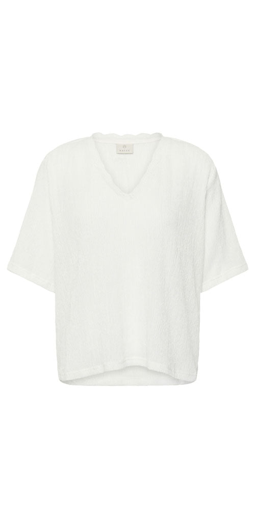 Kaffe Crinkle Lace Trim Top, white