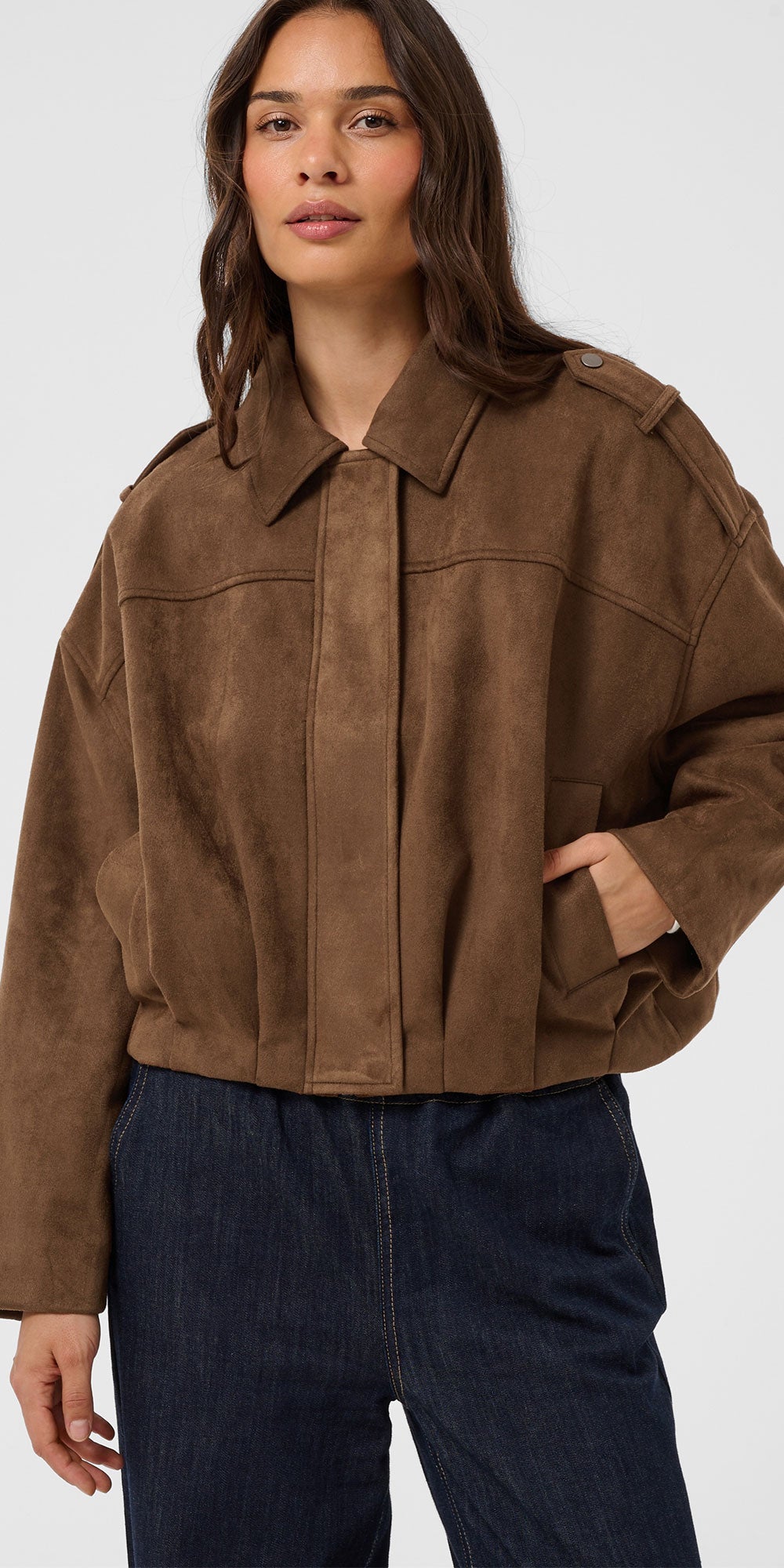 Kaffe Faux Suede Bomber Jacket
