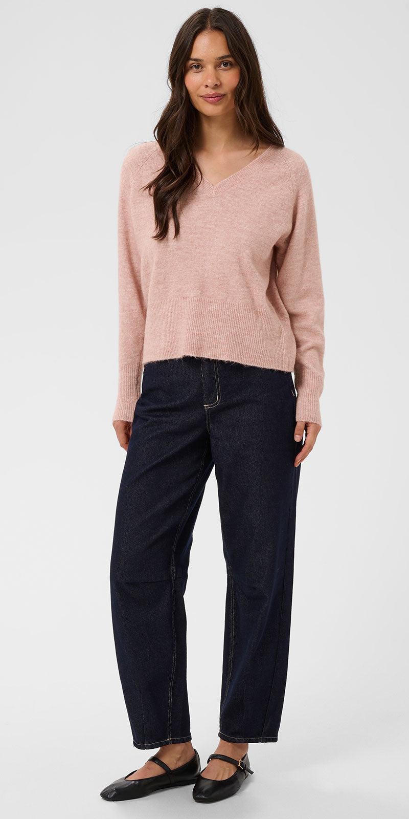 Kaffe Relaxed V-neck Sweater, pale mauve