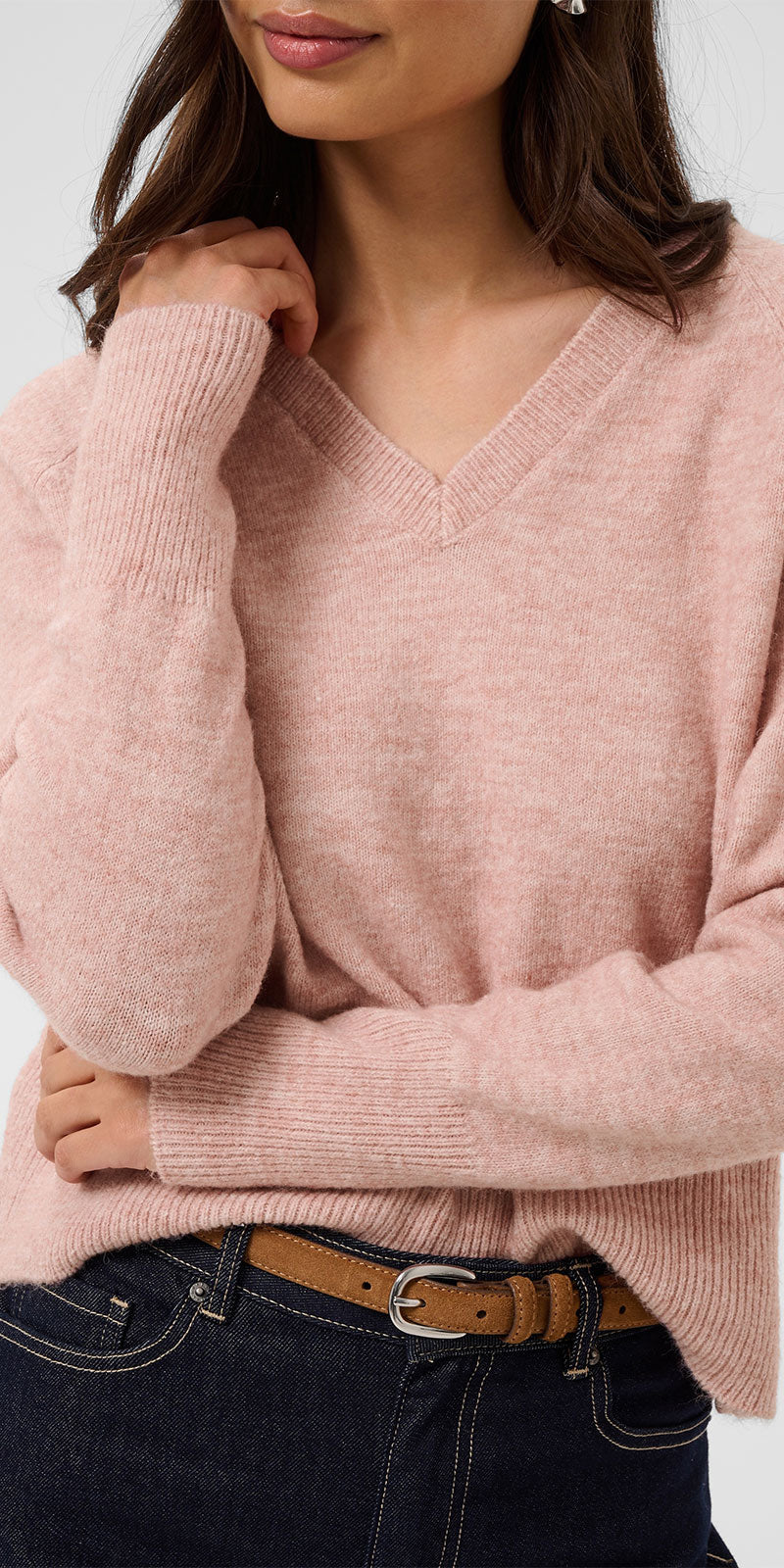 Kaffe Relaxed V-neck Sweater, pale mauve