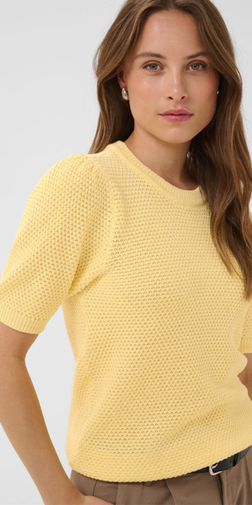 Kaffe Short Sleeve Pullover, yellow
