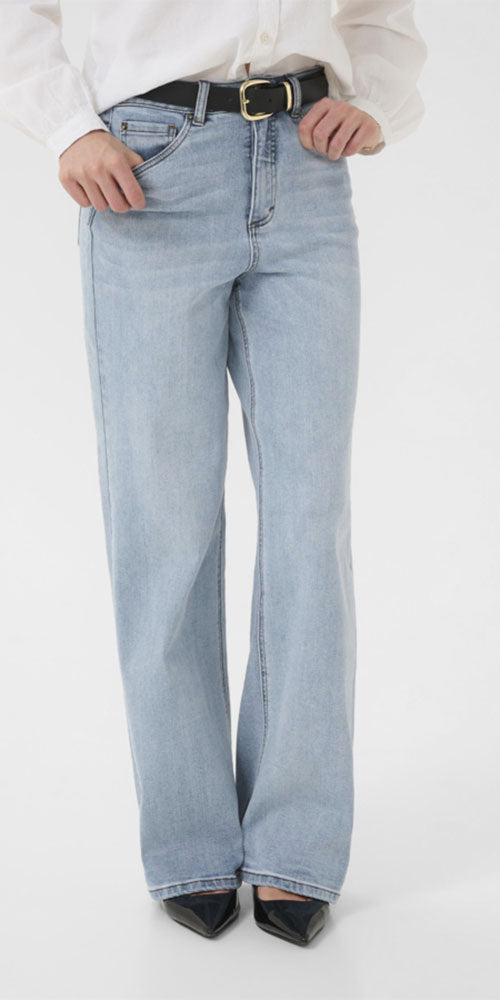Kaffe Classic Wide Leg Jeans, light wash