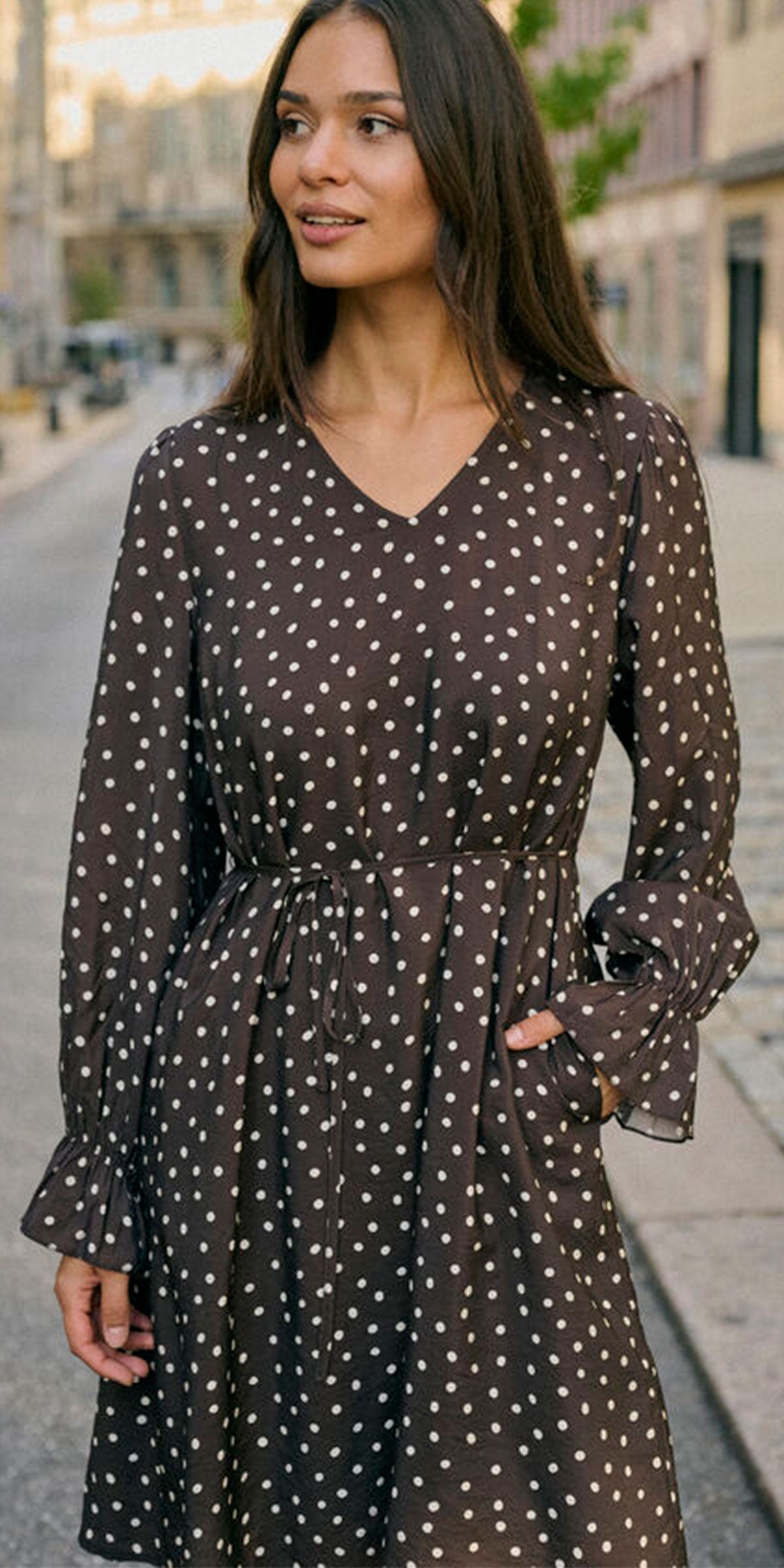 Kaffe Long Sleeved Polka Dot Dress