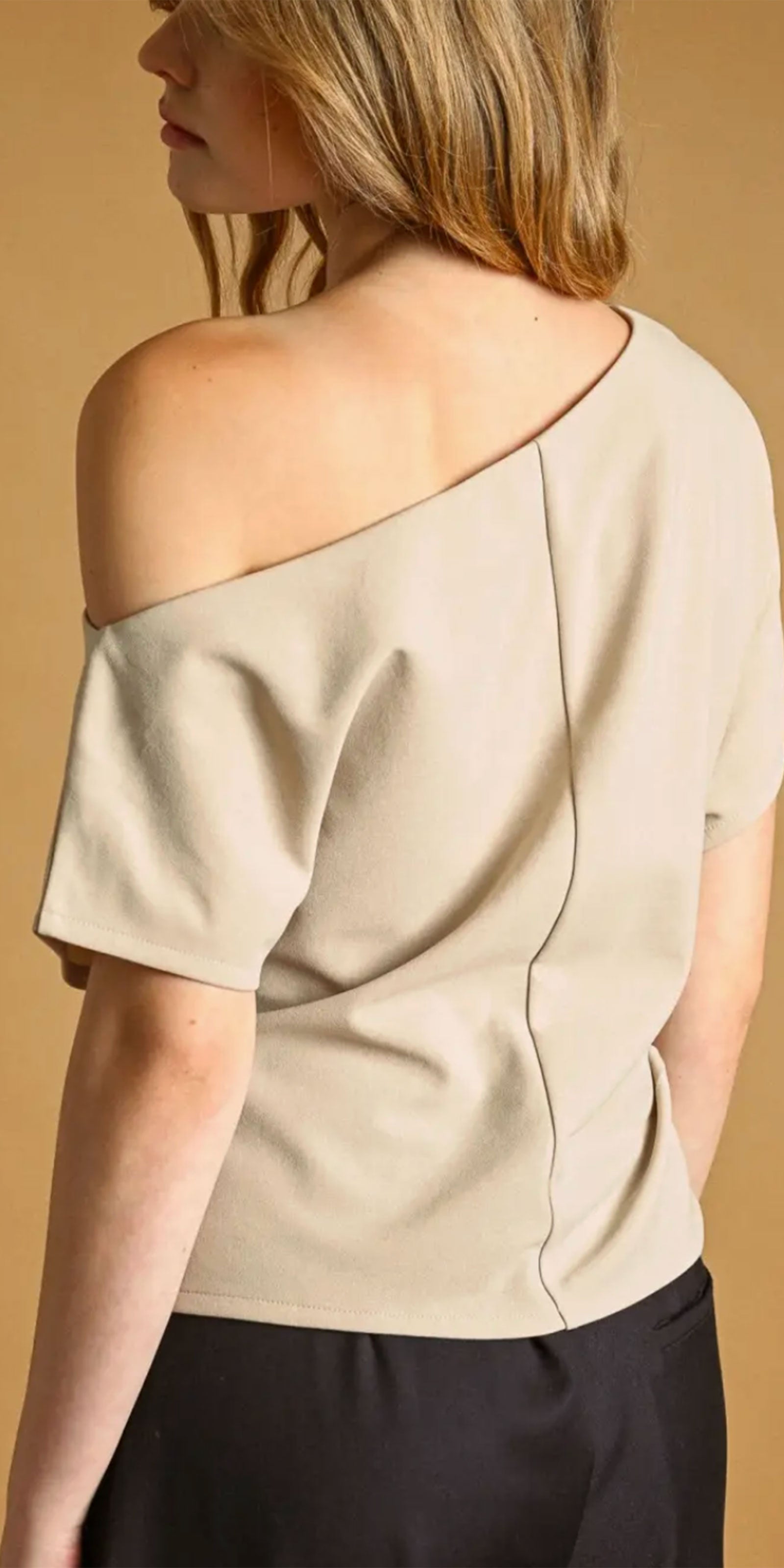 Off Shoulder Jersey Top, stone