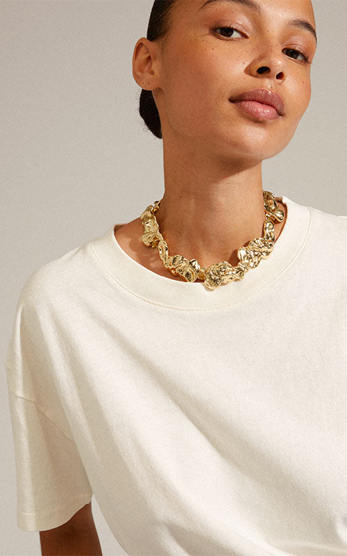 Pilgrim PULSE recycled statement necklace, gold
