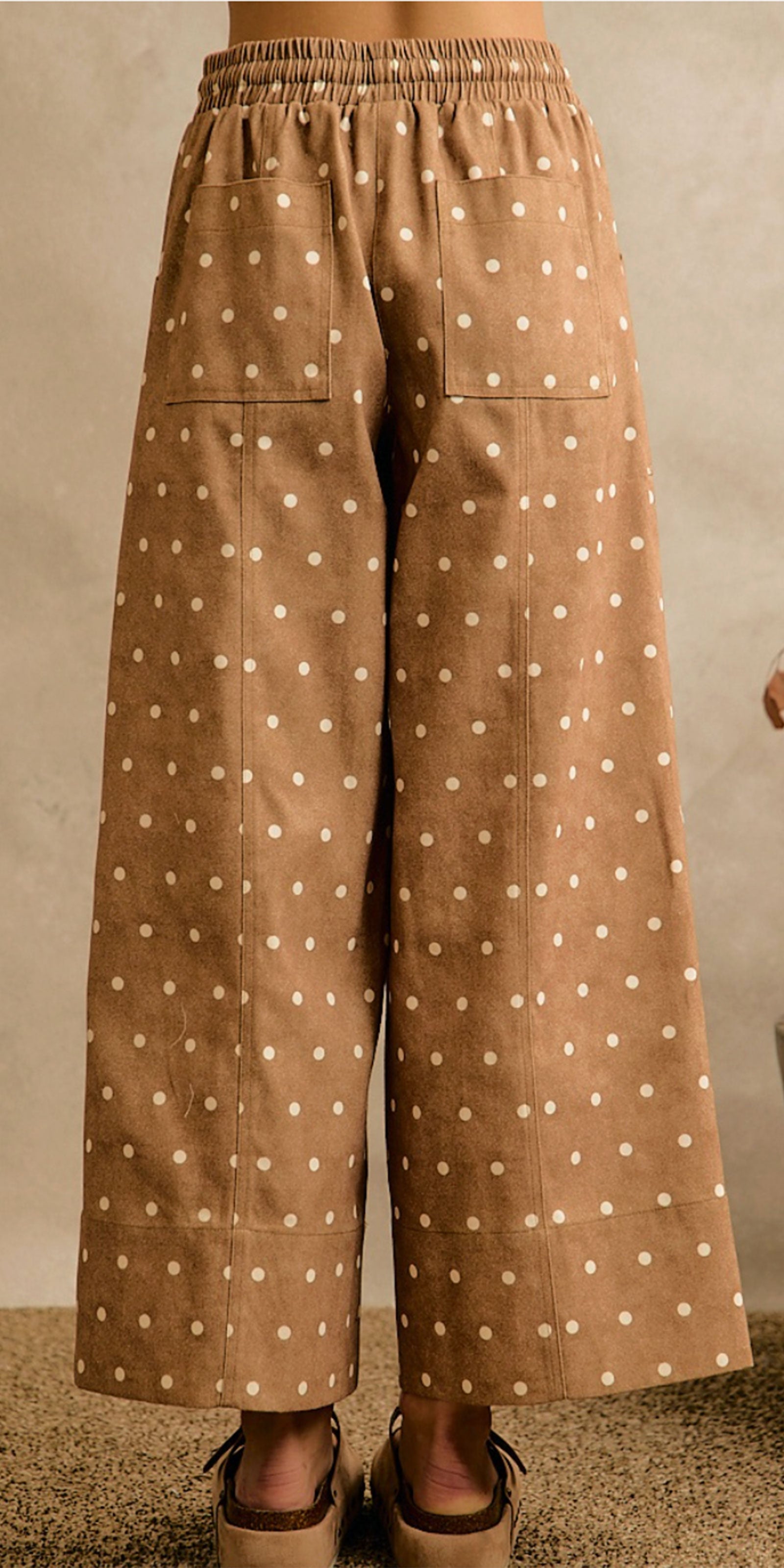 Polka Dot Drawstring Twill Pants