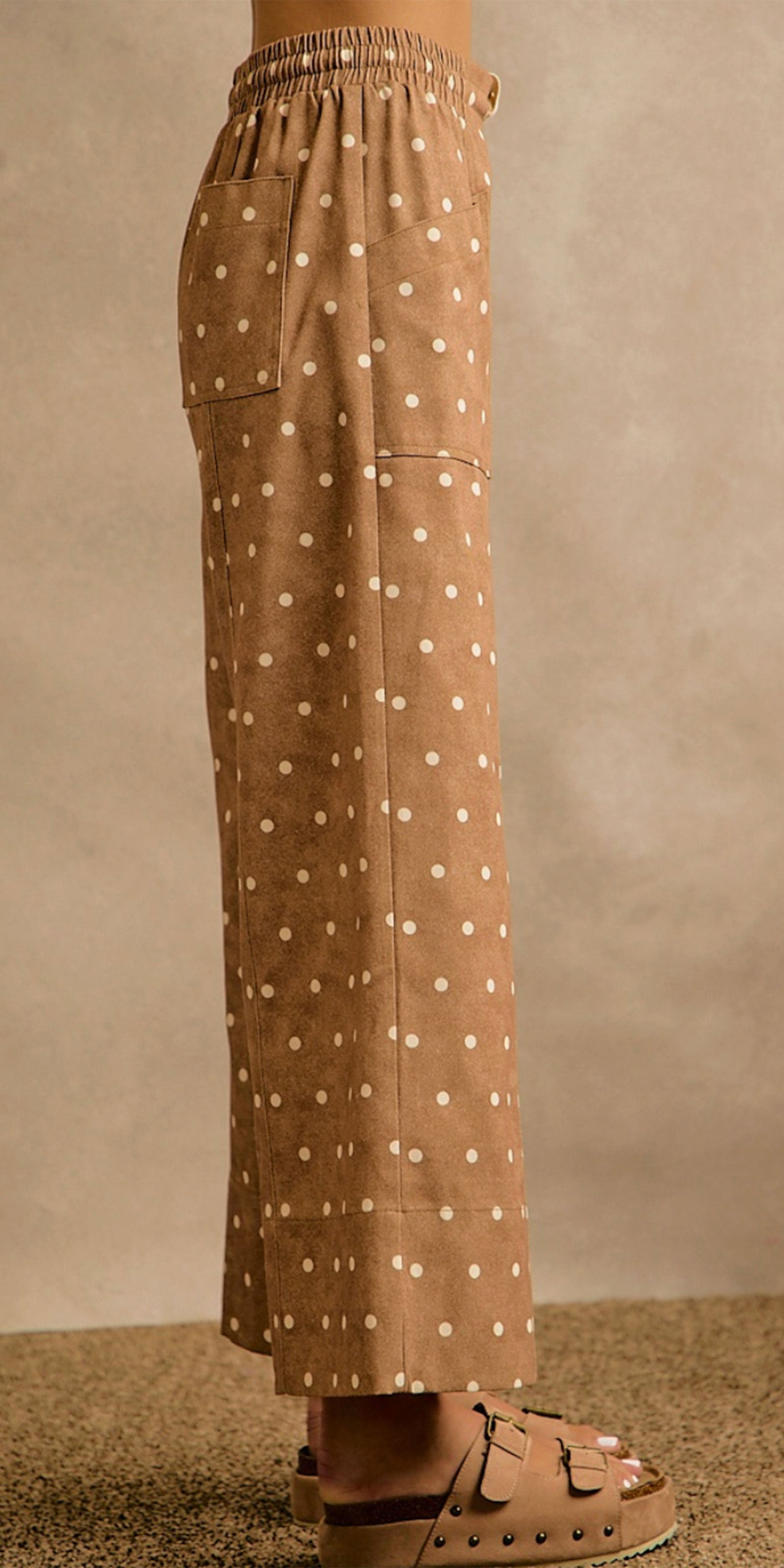 Polka Dot Drawstring Twill Pants