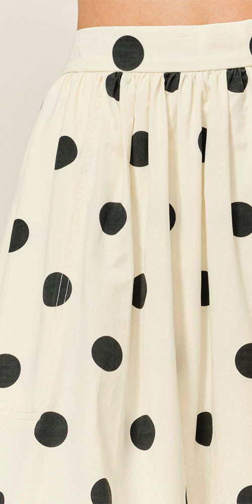 Full Cut Polka Dot Skirt, cream/black