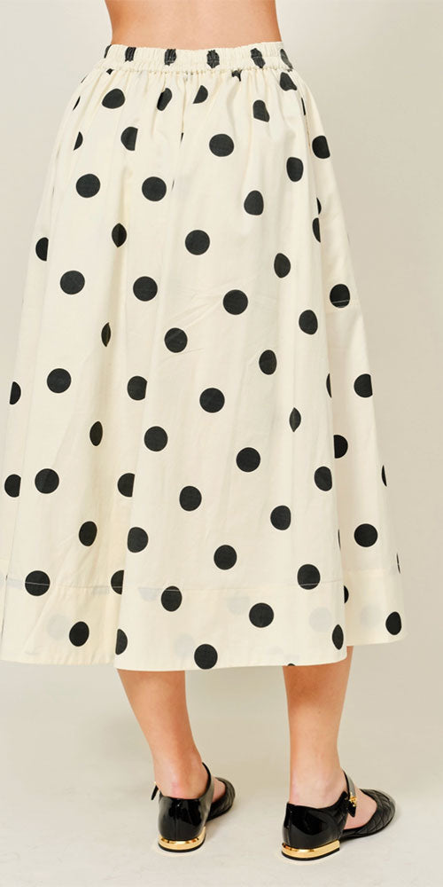 Full Cut Polka Dot Skirt, cream/black