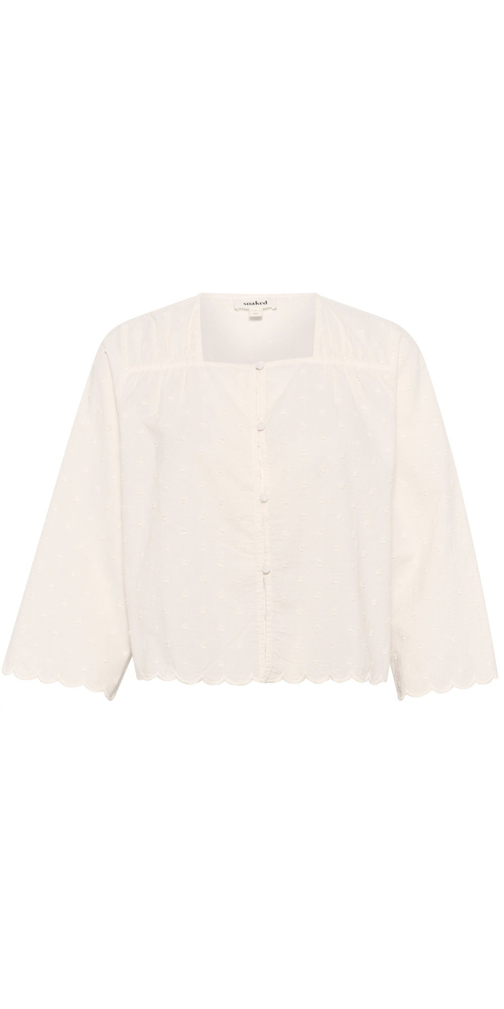 Soaked Scalloped Cotton Blouse