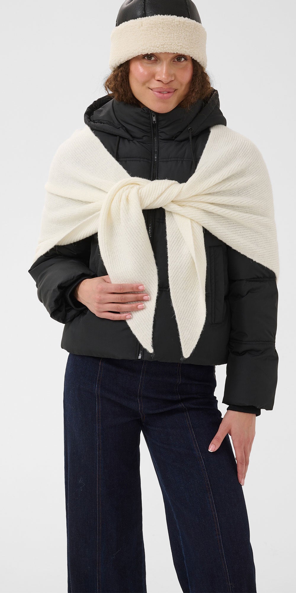Saint Tropez Large Knit Triangle Scarf, birch