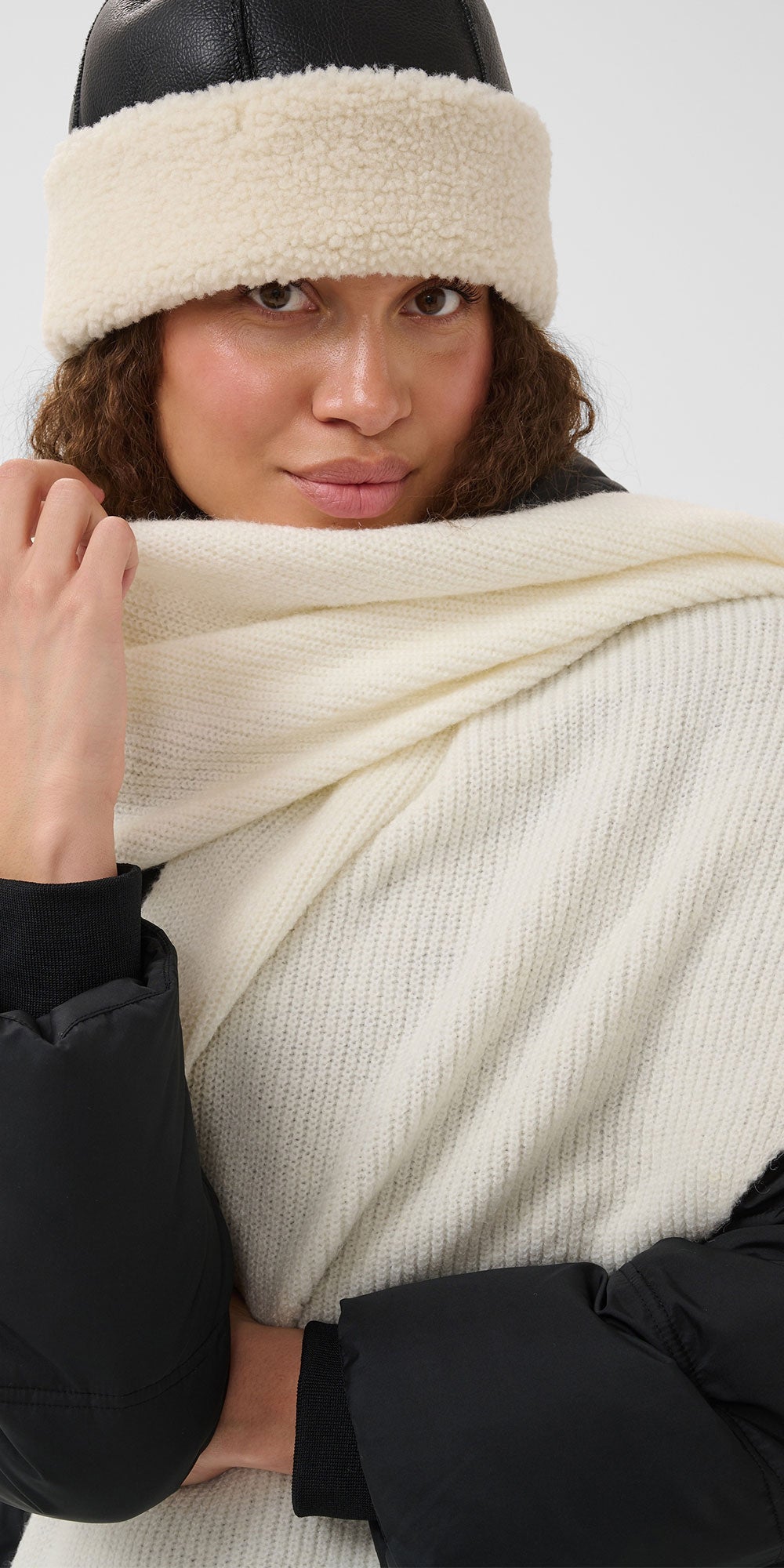 Saint Tropez Large Knit Triangle Scarf, birch