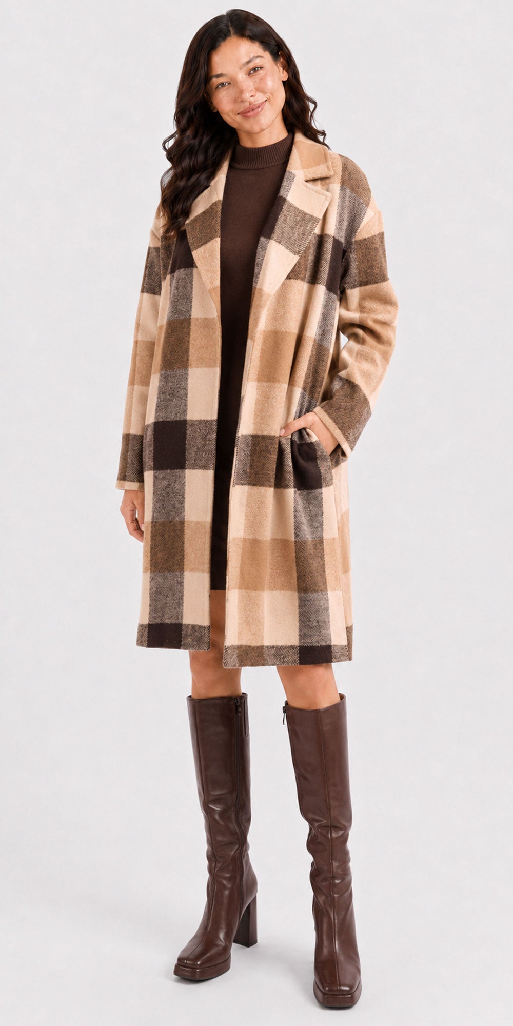 Sadie & Sage Coatigan, brown check