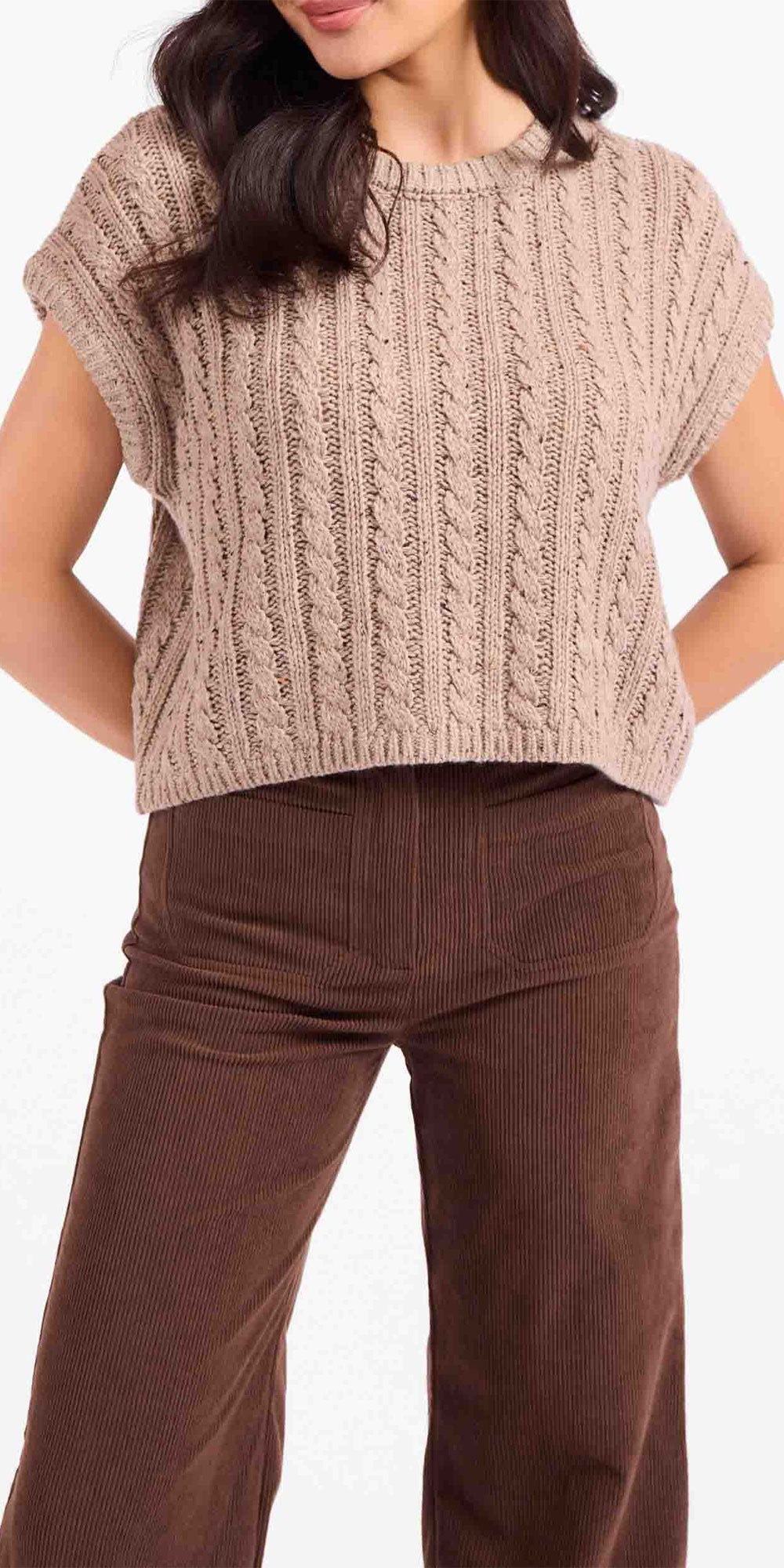 Sadie & Sage Cableknit Pullover, stone