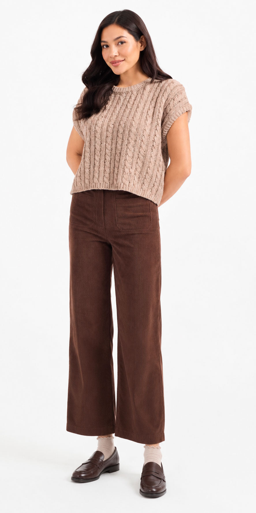 Sadie & Sage Cableknit Pullover, stone