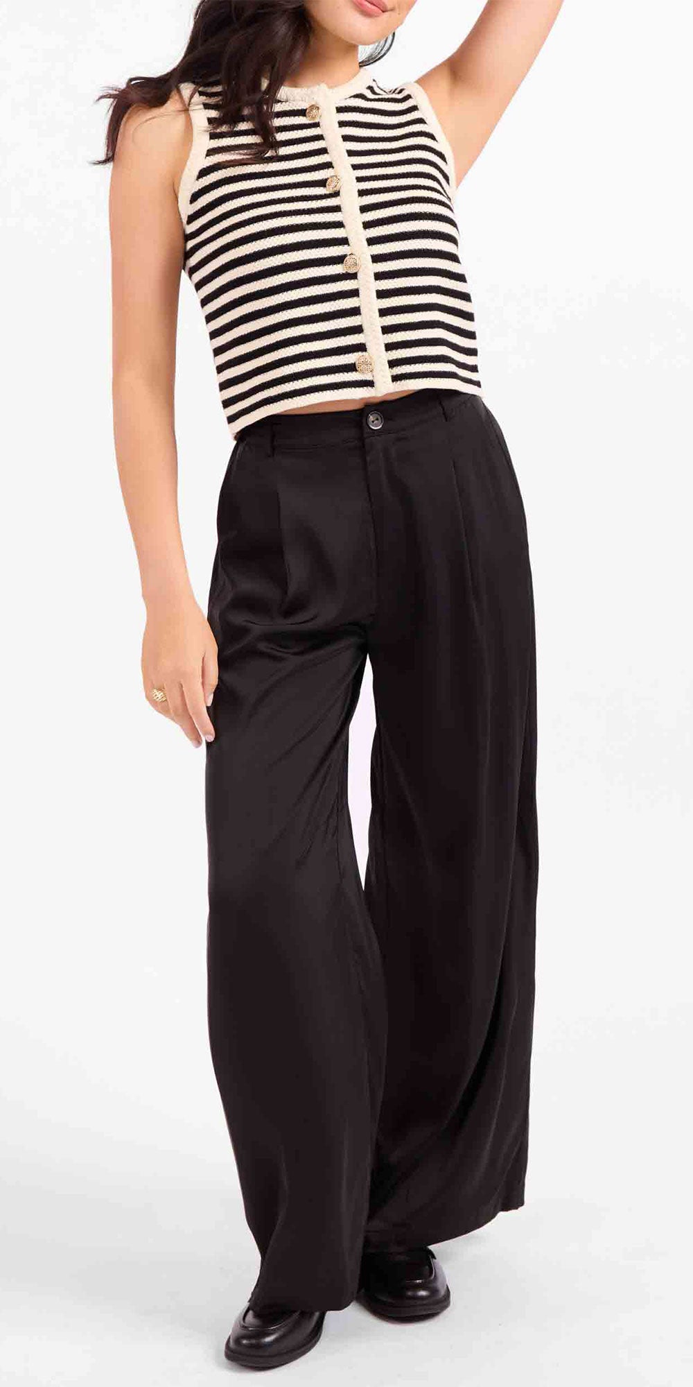 Sadie & Sage Striped Vest, black/white