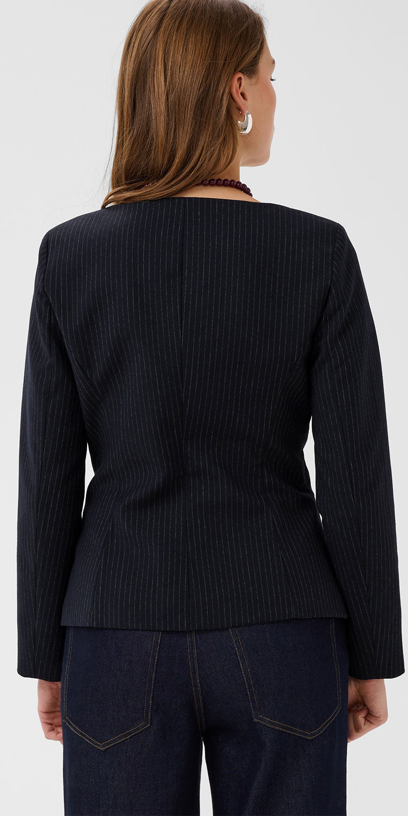 Saint Tropez Pinstripe Blazer, navy
