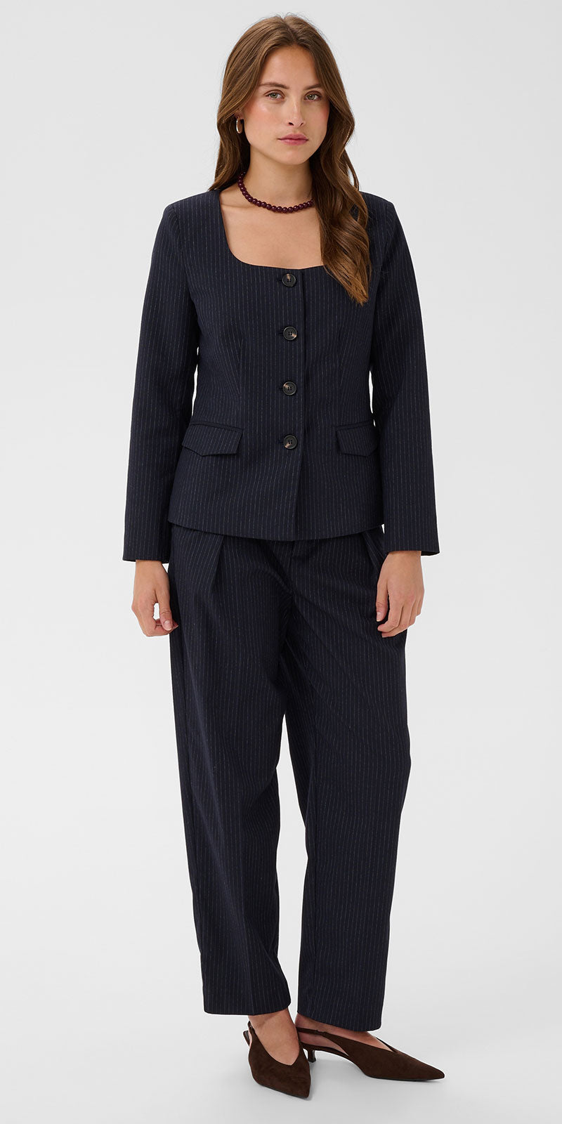 Saint Tropez Pinstripe Blazer, navy