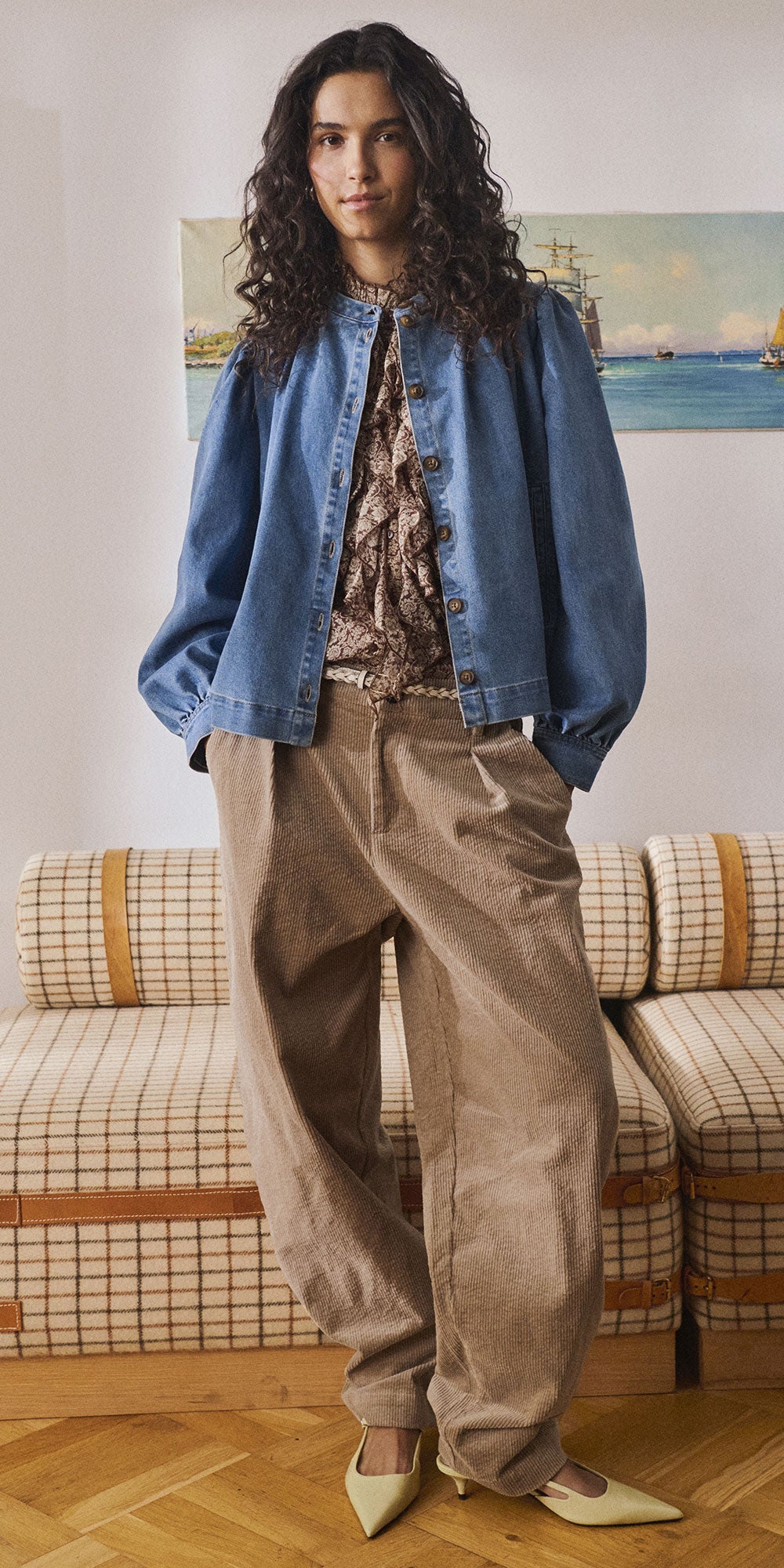 Saint Tropez Gathered Denim Swing Jacket