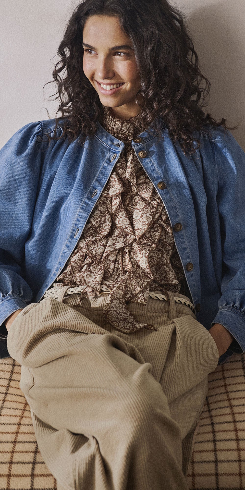 Saint Tropez Gathered Denim Swing Jacket