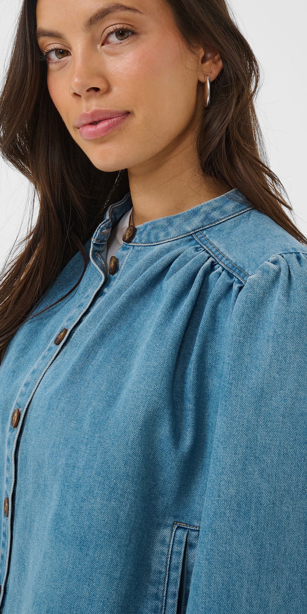 Saint Tropez Gathered Denim Swing Jacket