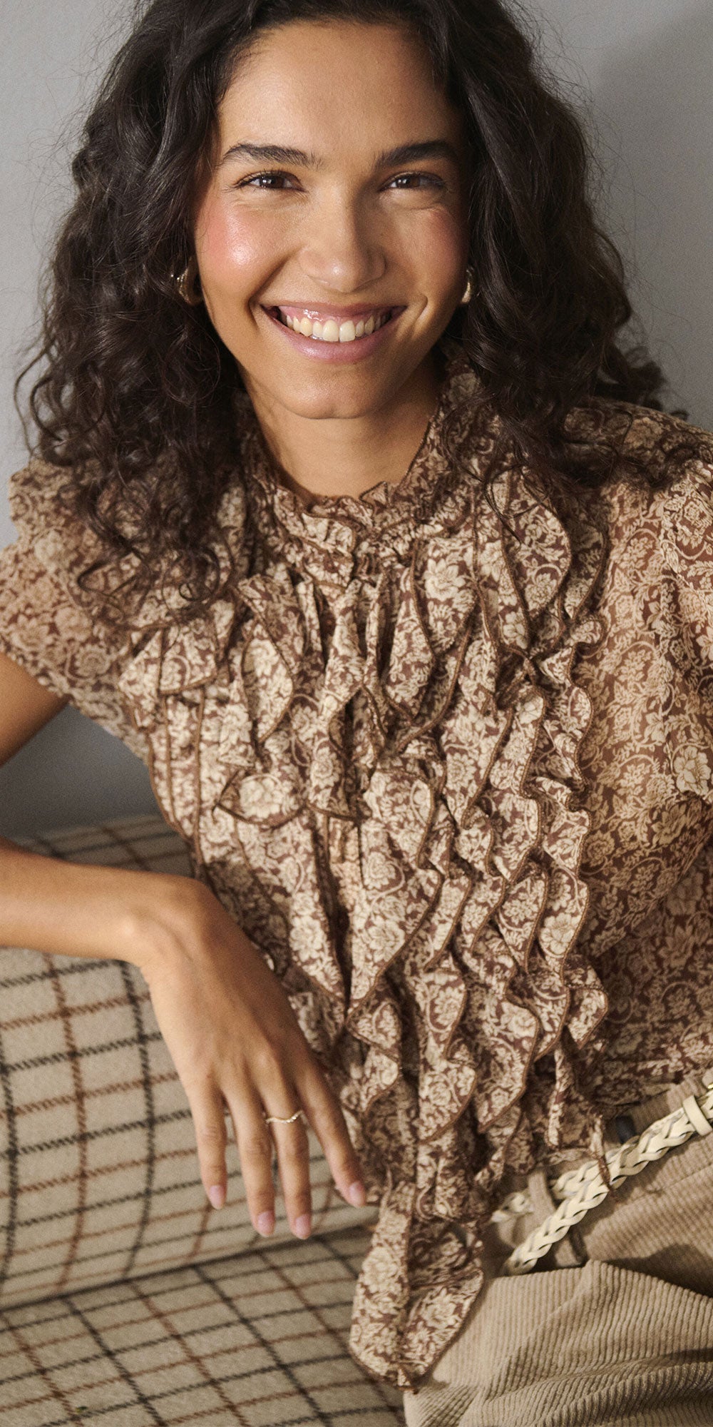 Saint Tropez Ruffle Blouse, earth flower