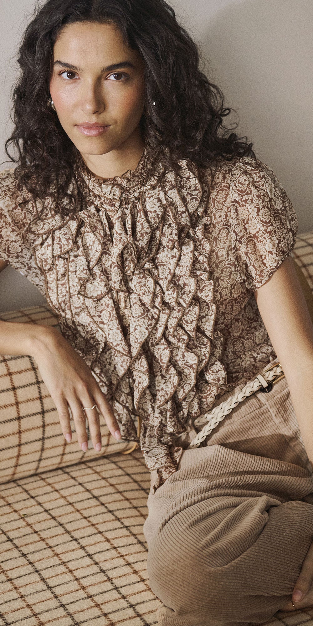 Saint Tropez Ruffle Blouse, earth flower