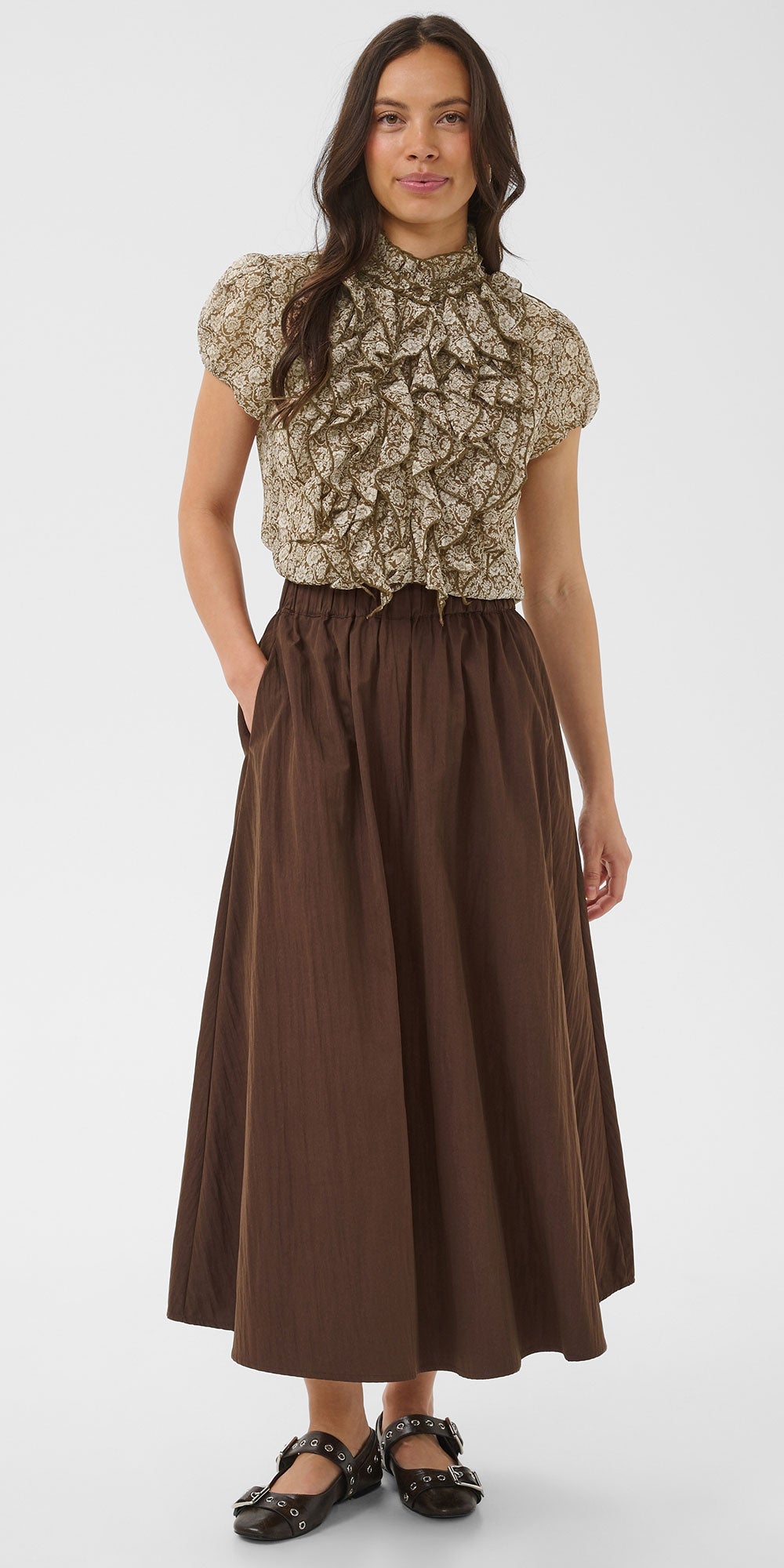 Saint Tropez Ruffle Blouse, earth flower