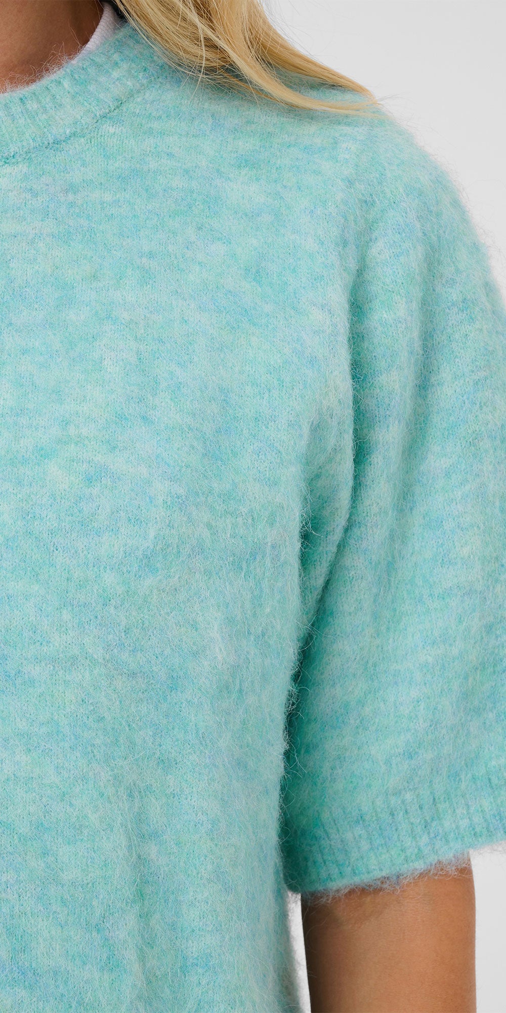 Saint Tropez Short Sleeve Sweater, aqua