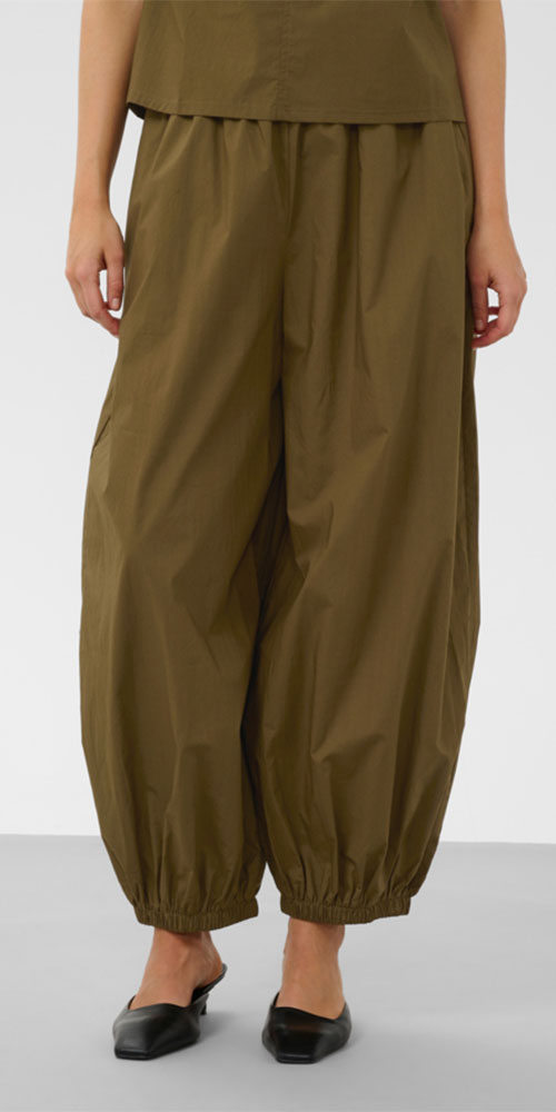 Soaked Cotton Balloon Pants, olive green