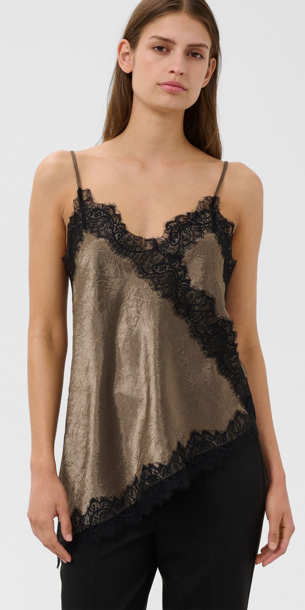 Soaked Asymmetrical Lace Cami