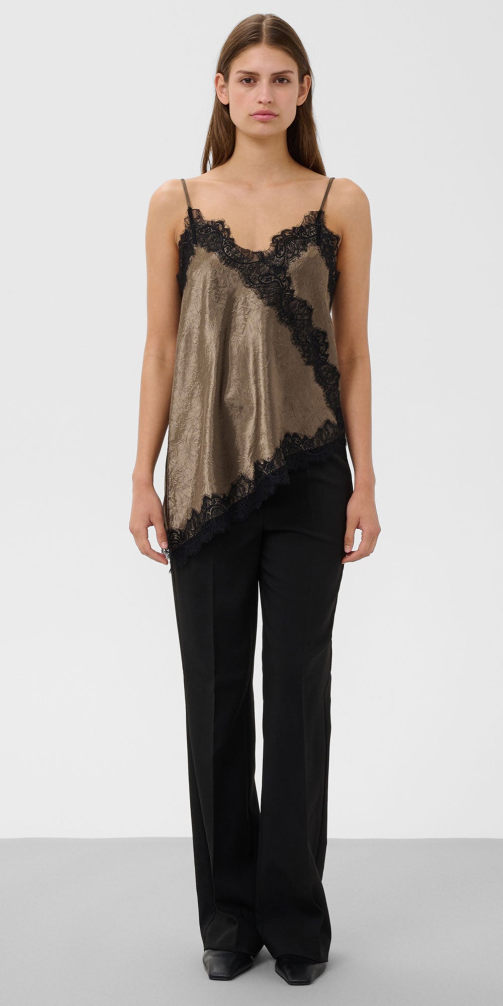 Soaked Asymmetrical Lace Cami