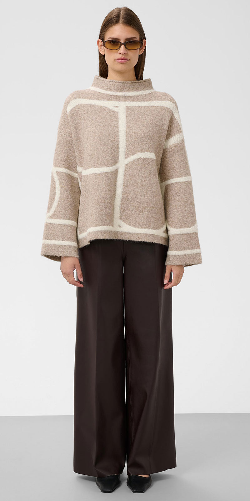 Soaked Bold Monogram Sweater, oatmeal/white
