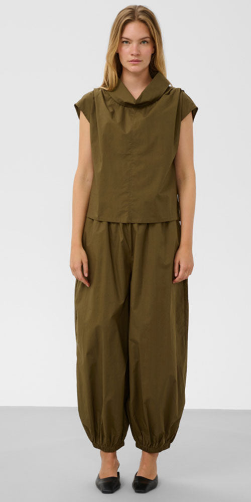Soaked Cotton Shell Top, olive green