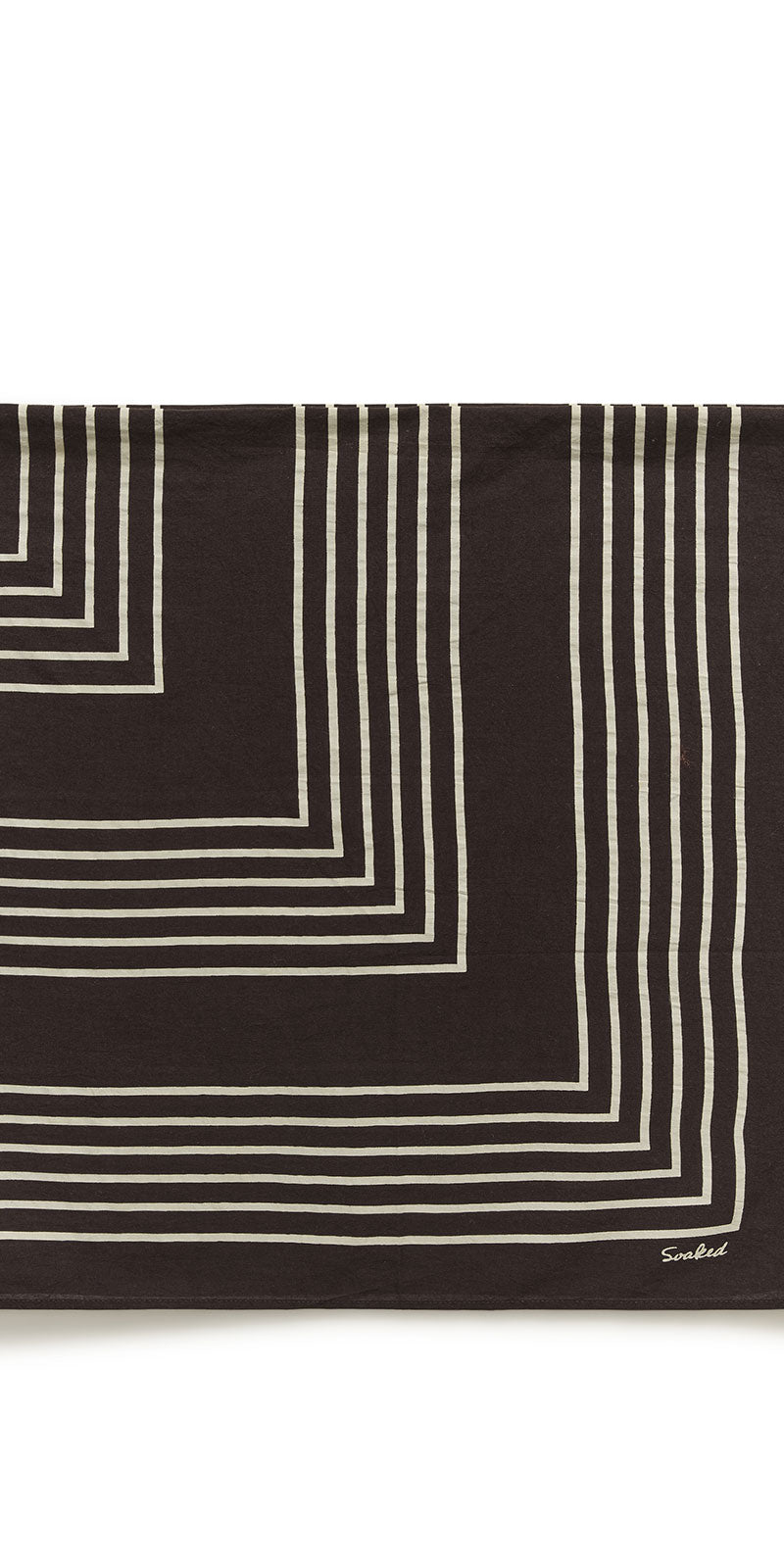 Soaked Geometric Cotton Scarf, brown/off-white