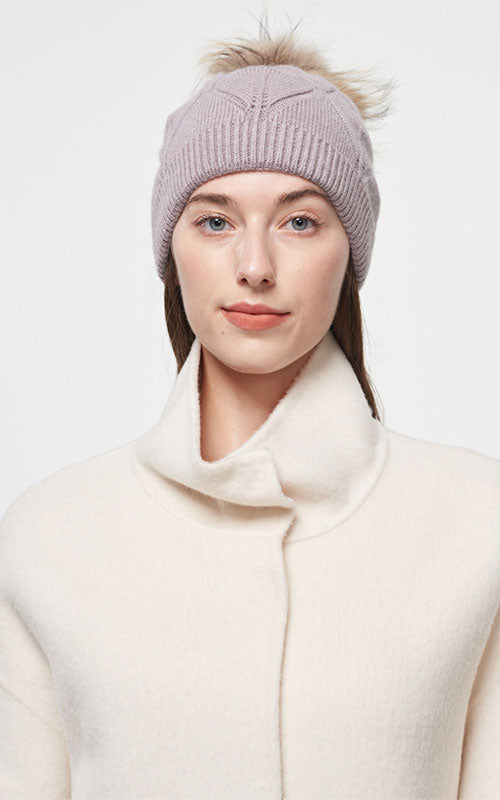 Pom Pom Hat, lavender/natural