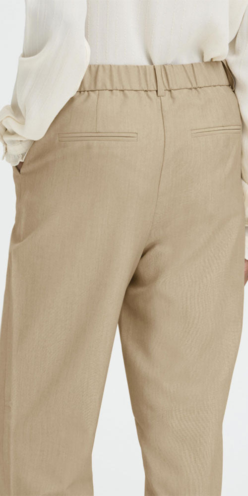 B.Young Straight Leg Cropped Trousers, hummus