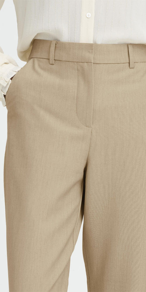 B.Young Straight Leg Cropped Trousers, hummus