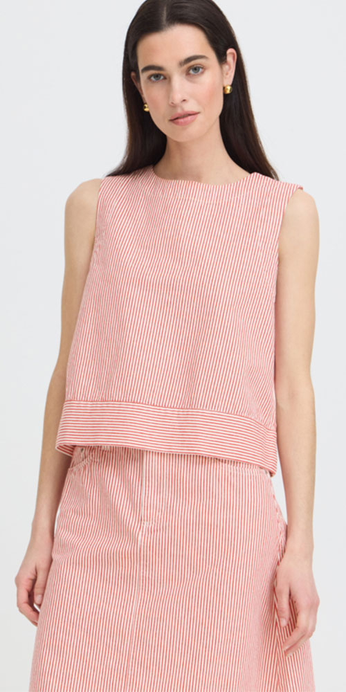 B.Young Striped Cotton Twill Shell Top