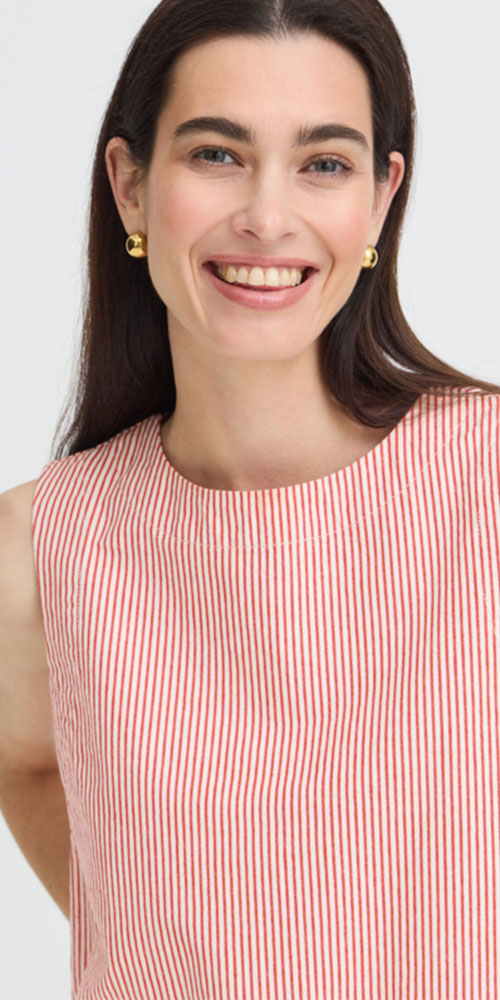 B.Young Striped Cotton Twill Shell Top