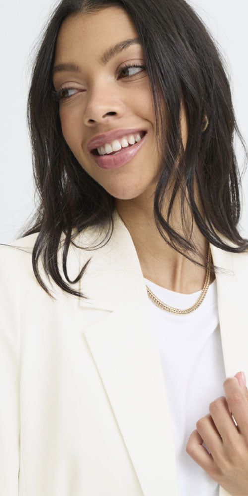 B.Young Semi-fitted Blazer, off-white